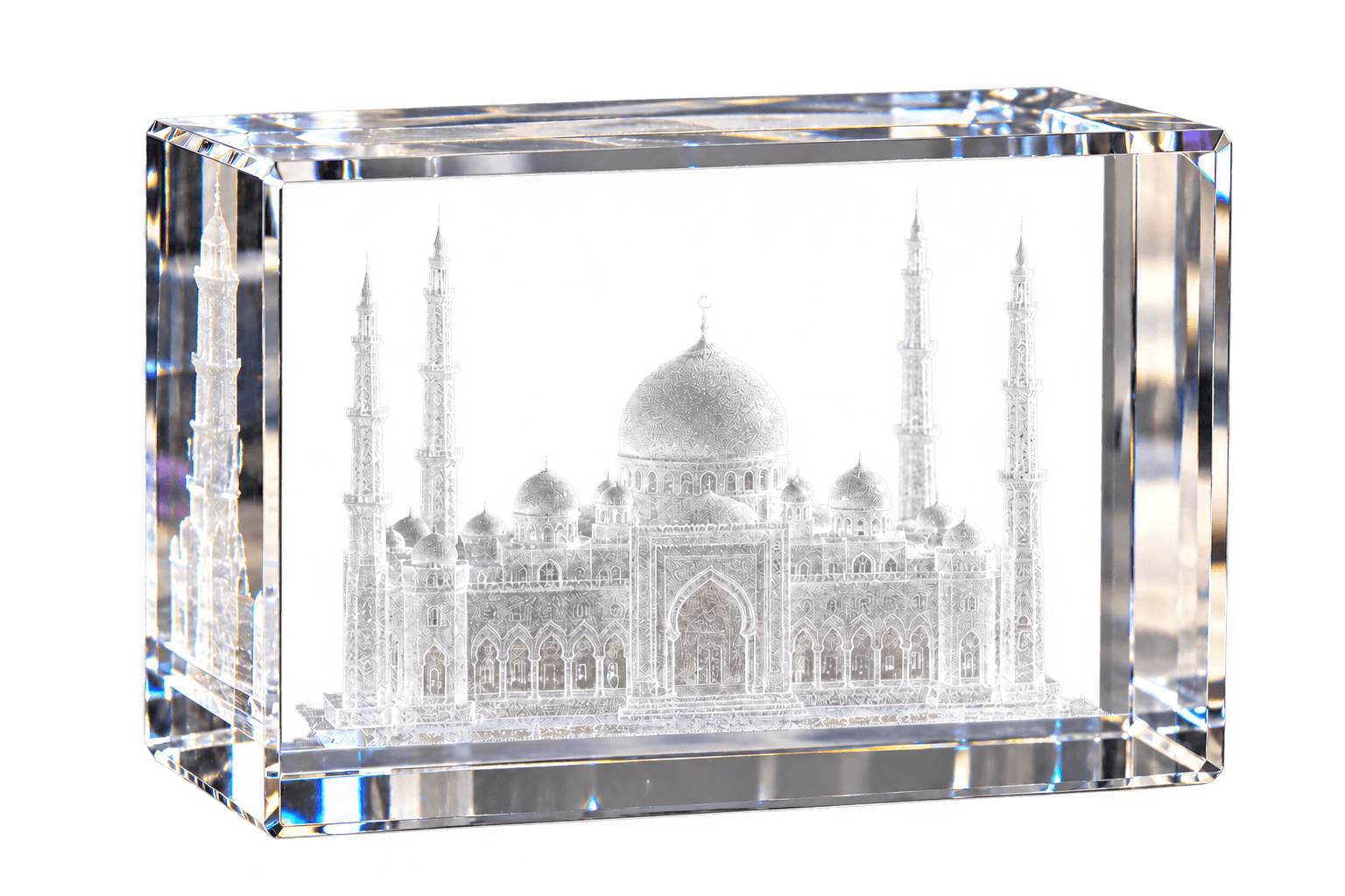 Illustrative example of architectural engraving inside crystal